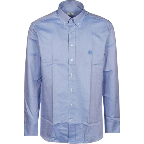 Etro Legere Oberteile Roma Button Down Logo Shirt Blue blau