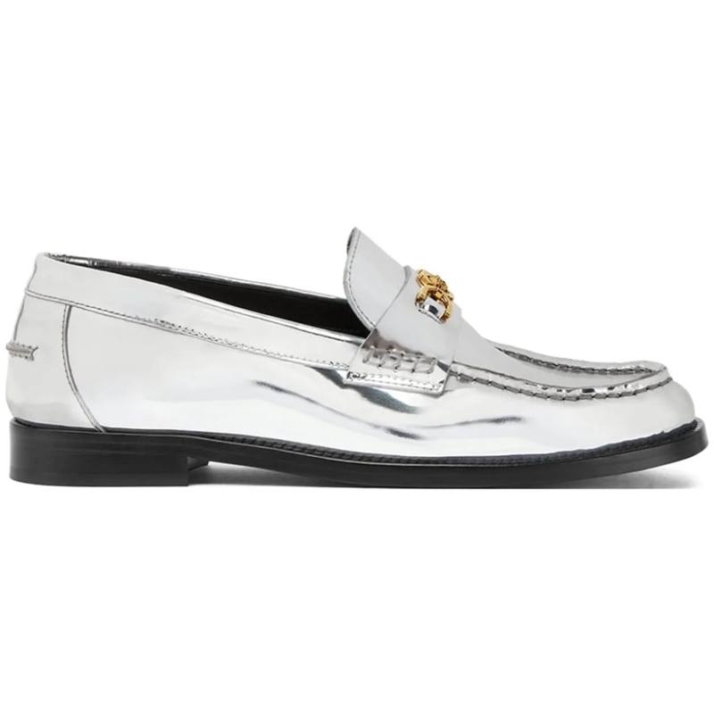 Versace Loafer Flat Shoes Silver silber