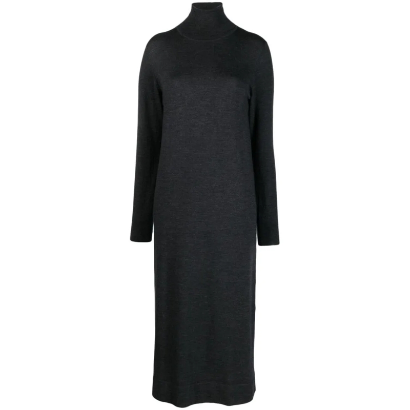 P.A.R.O.S.H. Robe midi Grey Midi Dress With High Neckline Grey
