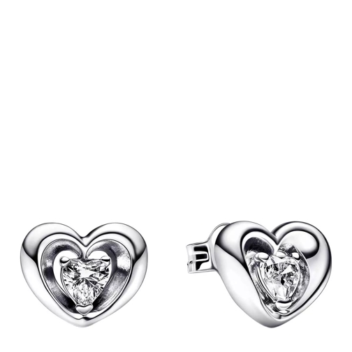 Pandora Heart sterling silver stud earrings with clear cub Stiftörhängen