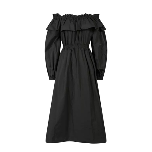 Ulla Johnson Taffeta Dress With Rouches Black Robes