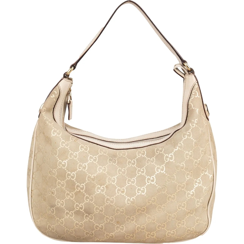 Gucci Tote Gucci Gold Tone Suede GG Monogram Hobo Bag gold