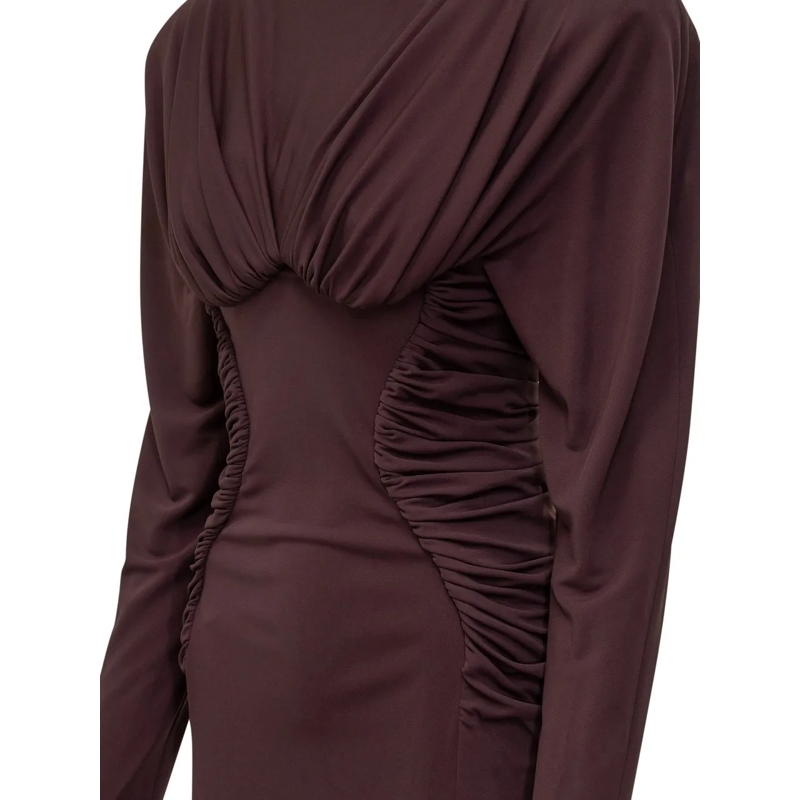 Stella McCartney Mini-robe Abito Stella McCartney Drappeggiato a Maniche Lung braun(Image 4)