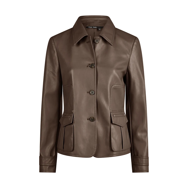 Marc Aurel Blazer Blazer- mit Armriegel- weiches Faux Leather- m braun