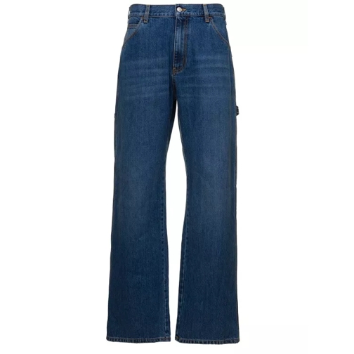 Alexander McQueen Workwear' Blue Loose Jeans In Cotton Denim Blue Jeans