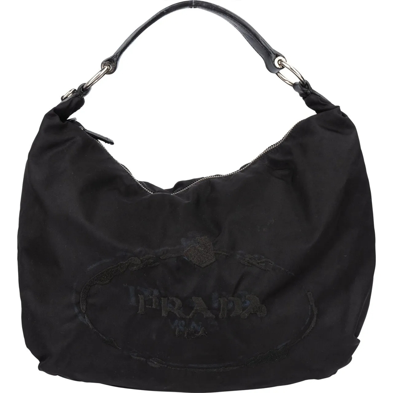 Prada Schultertasche Prada Nylon Oblique Hobo Bag schwarz