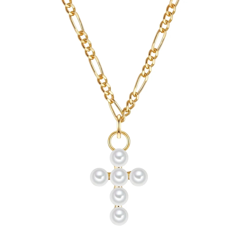 Glanzstücke München Mittellange Halskette Sterling Silber Halskette Süßwasser-Zuchtperle Kre gold