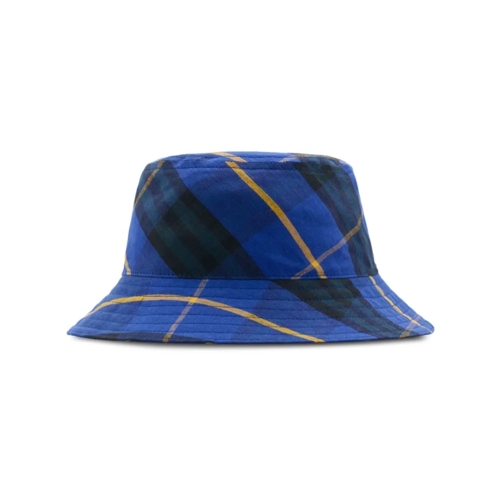 Burberry Hut Cotton Check Pattern Hat Blue