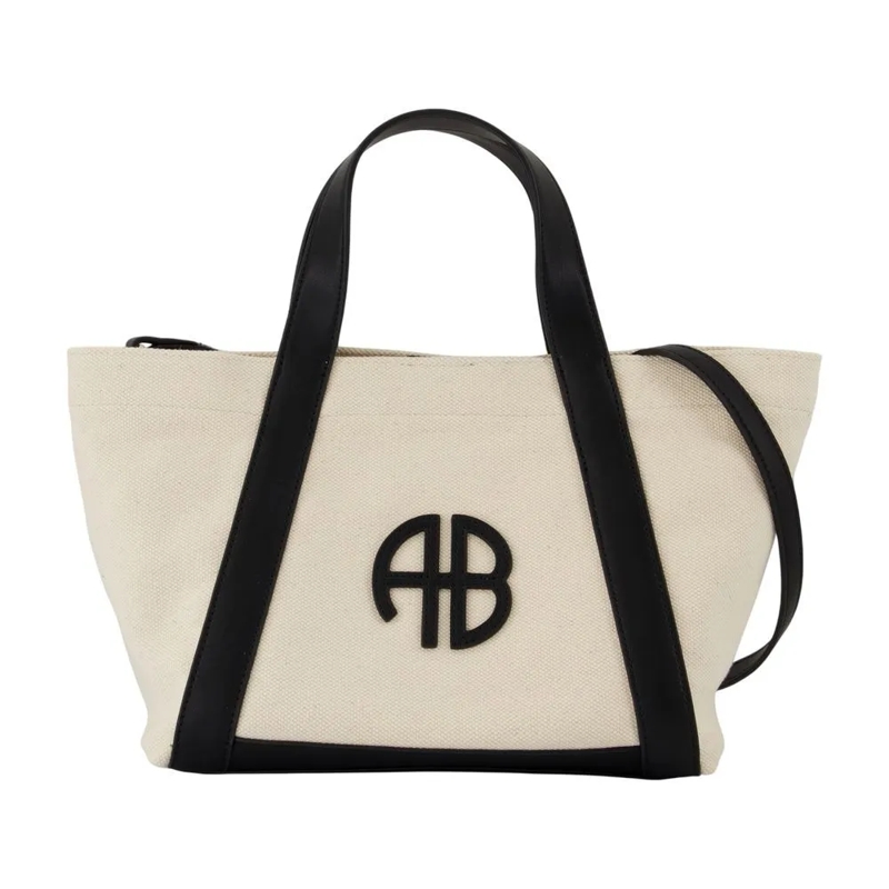 Anine Bing Draagtas Small Cara Shopper Bag - Cotton - Beige Neutrals