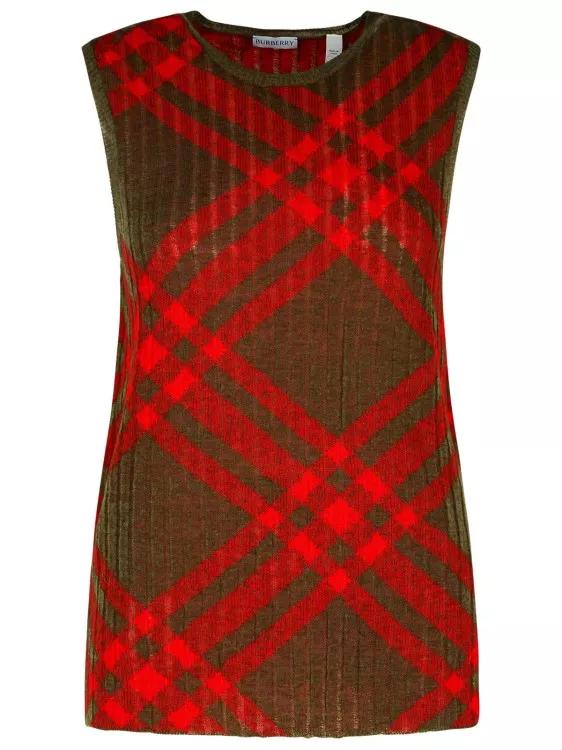 Burberry - %27Check%27 Dark Green Nylon Blend Vest - Größe S - rot