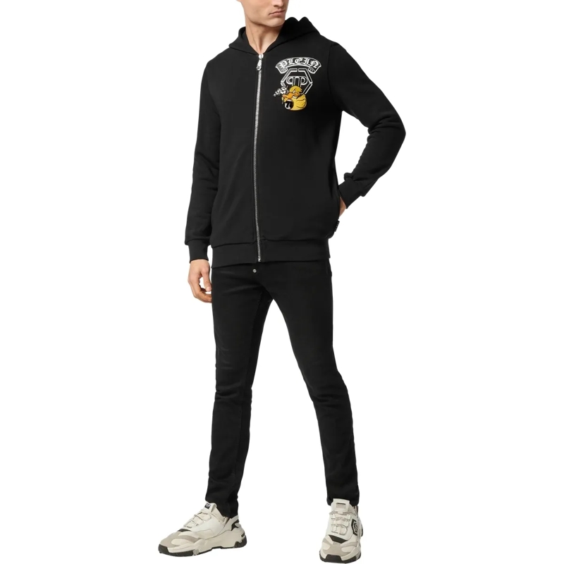 Philipp Plein Top Sweatjacke Mit Kapuze Duck schwarz(Image 4)