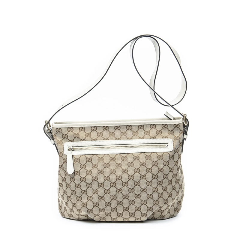 Gucci Crossbody Bag Front Zip Messenger beige