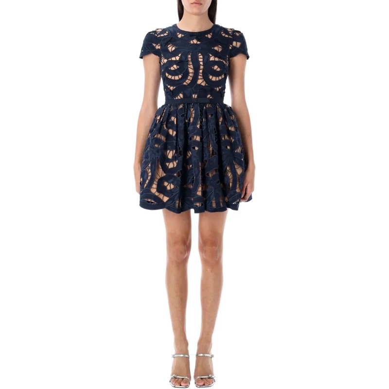 Self Portrait Minikleid Bow Embroidered Mini Dress Black