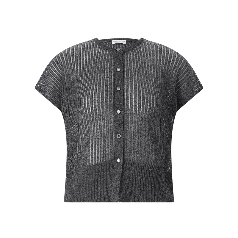 Roberto Collina Bluse Kurzarm-Strickjacke grau