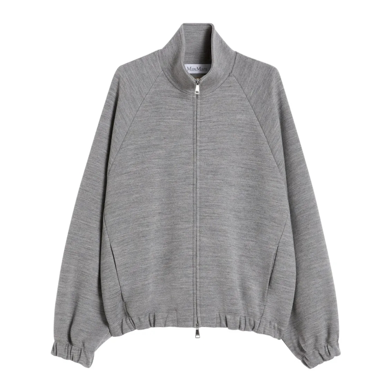 Max Mara Veste de transition High-Collar Light Grey Zip-Up Jacket Grey