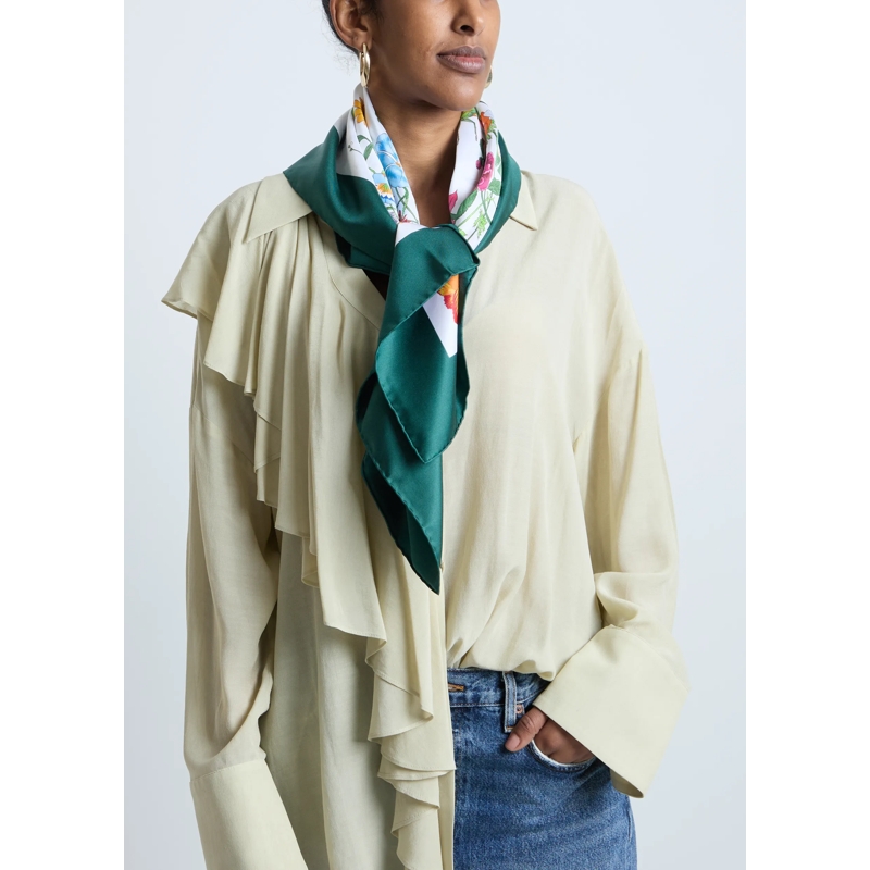 Gucci Halstuch Printed Flora Silk Carré White(Image 2)