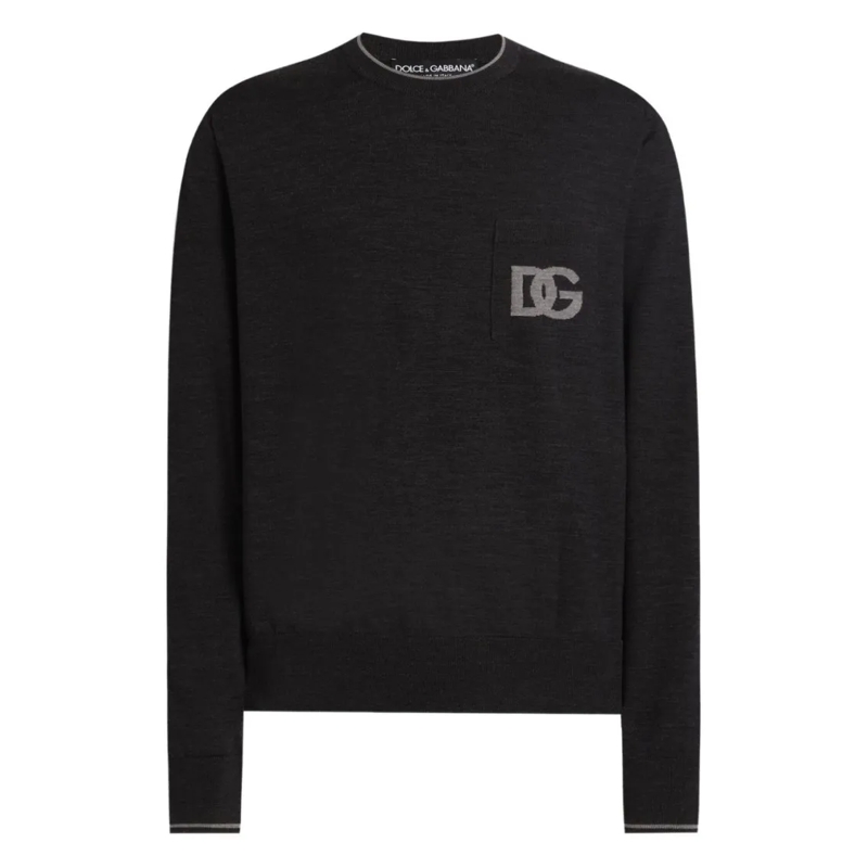 Dolce&Gabbana Trui Finely Ribbed Dark Grey Sweater Black