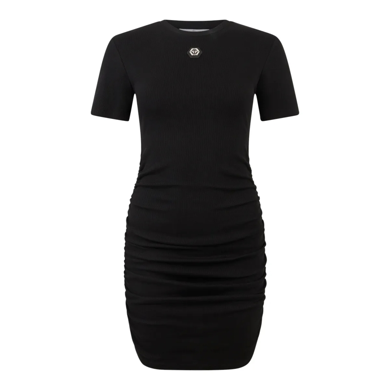 Philipp Plein Midikleid Open Back Mini T-Shirt Dress Signature Pendant Sig schwarz