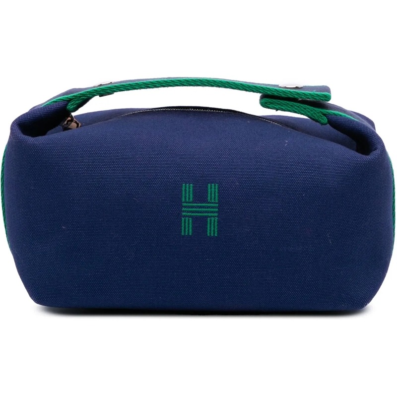 Hermès Necessaire Small Toile Bride A Brac Case blau