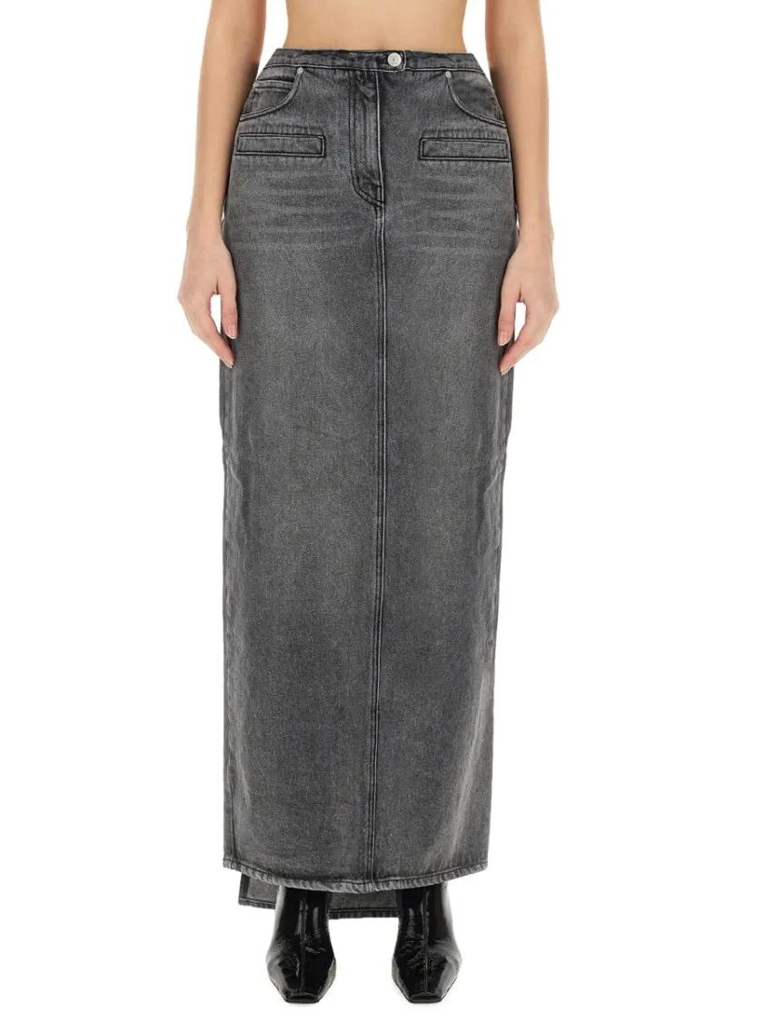 Thumbnail - Courrèges - Classic Long Denim Skirt - Größe 40 - grau