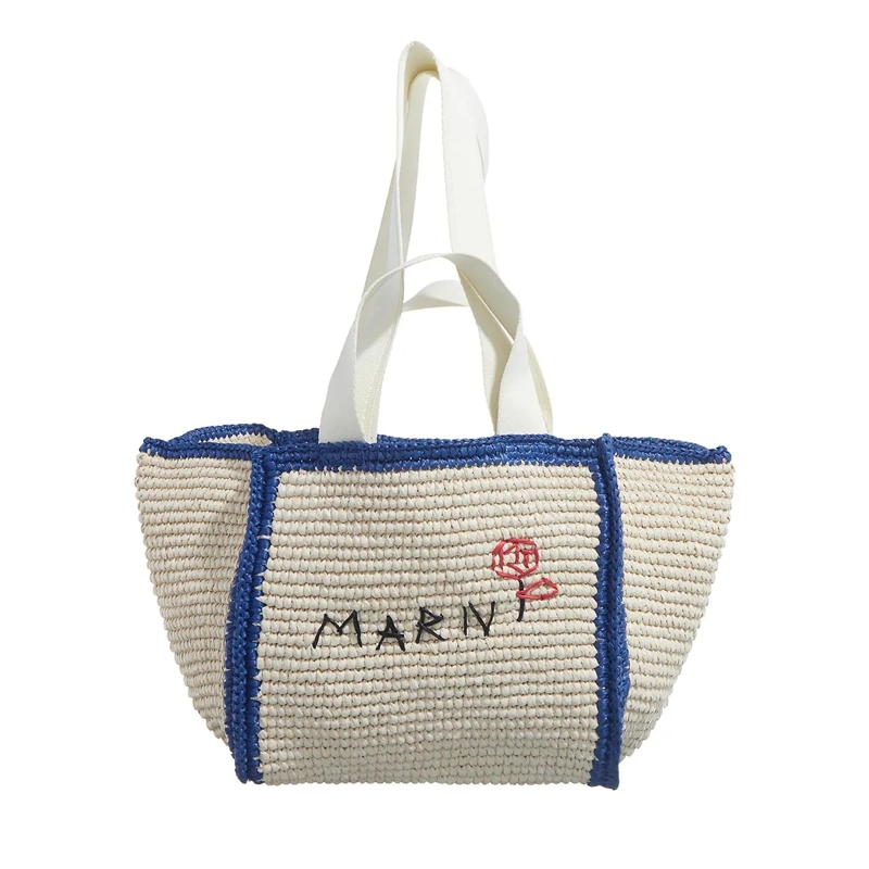 Marni Shopper Shopping Bag Small Ecru’/Blu/Natural