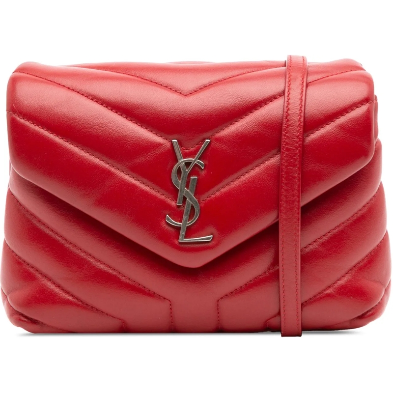 Saint Laurent Schultertasche Toy Matelasse Leather Monogram LouLou Crossbody rot