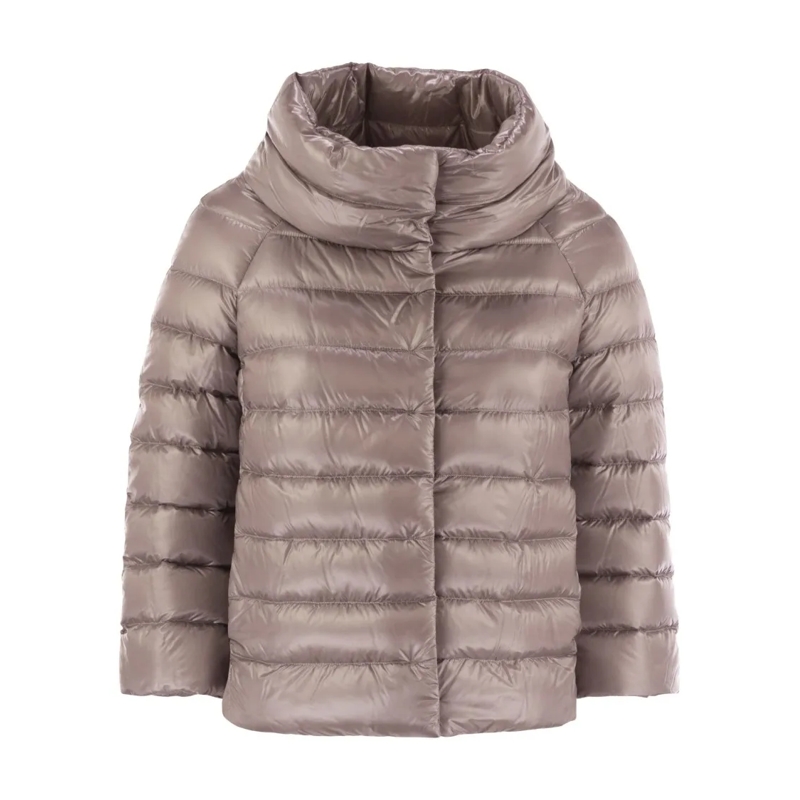 Herno  Mini Cape With 3/4 Sleeves And Crater Collar Grey