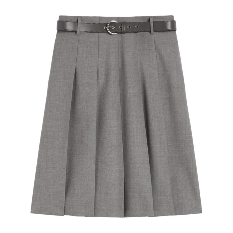 Max Mara Midirok Knee-Length Skirt With Structured Pleats Grey