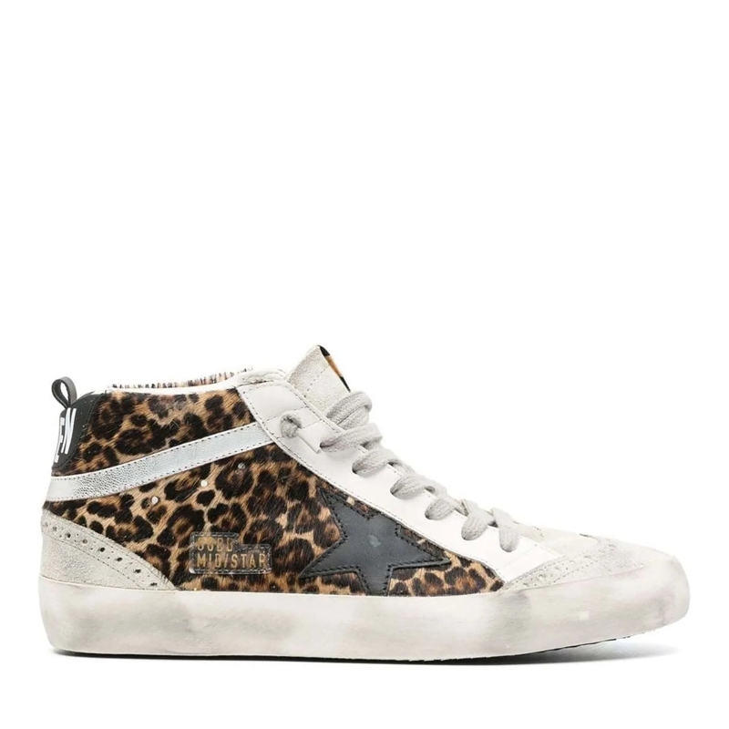 Golden Goose Low-Top-Sneaker Dames Mid Star Horsy Sneaker Beige beige