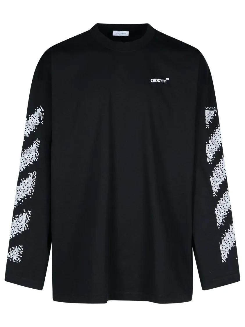 Off-White - Pixel Black Cotton T-Shirt - Größe L - schwarz