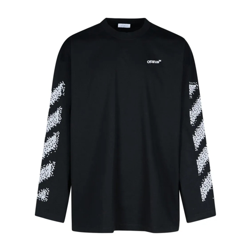 Off-White Pixel Black Cotton T-Shirt Black Topjes met lange mouwen