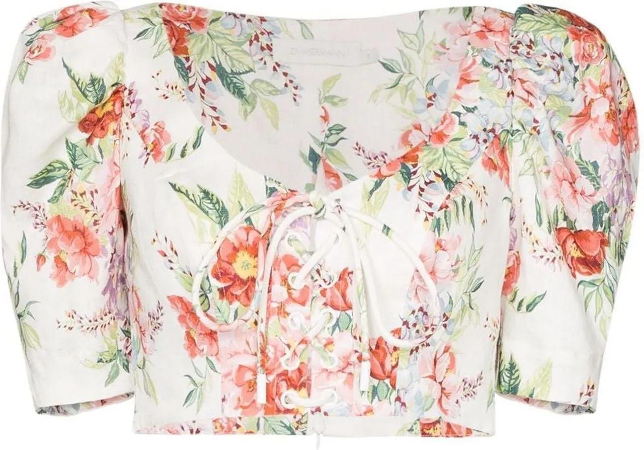 Thumbnail - Zimmermann - Bellitude Laced Crop Top - Größe 42 - weiß