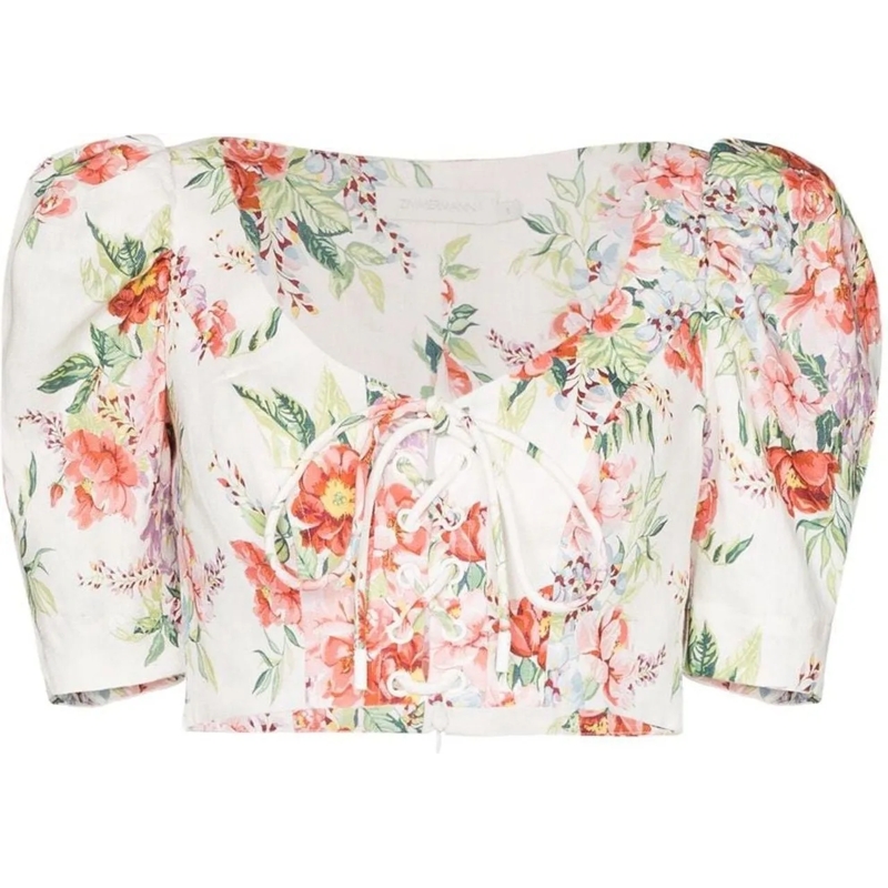 Zimmermann T-Shirt Bellitude Laced Crop Top weiß
