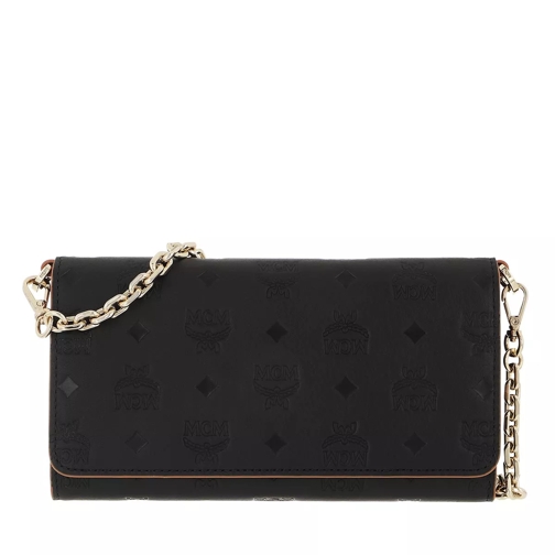 MCM Klara Leather Phone Wallet Crossbody Black Wallet On A Chain