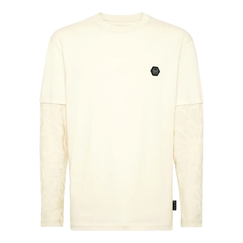Philipp Plein T-Shirt T-Shirt Rundhalsausschnitt Ls Crest beige