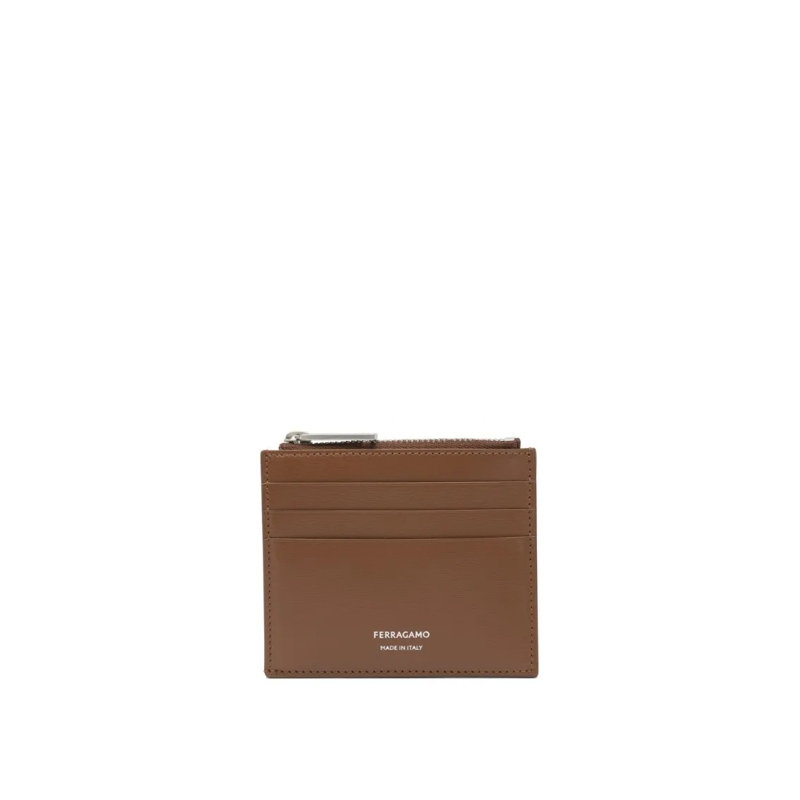 Salvatore Ferragamo Geldbörse Brown Calf Leather Wallet With Refined Finish Brown