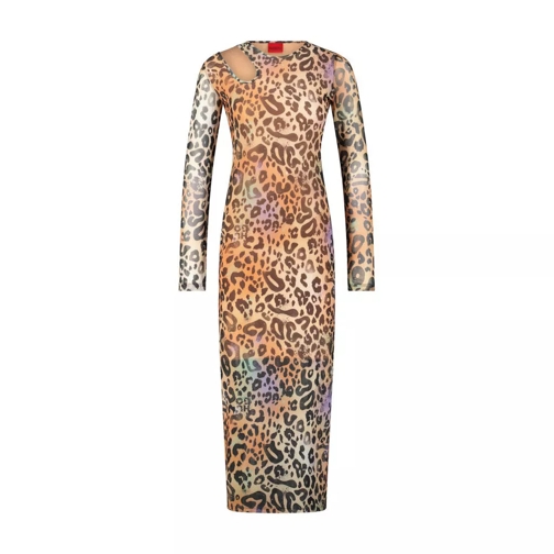 Hugo Maxikleid Nalusia mit Animalprint Beige Maxi Jurken