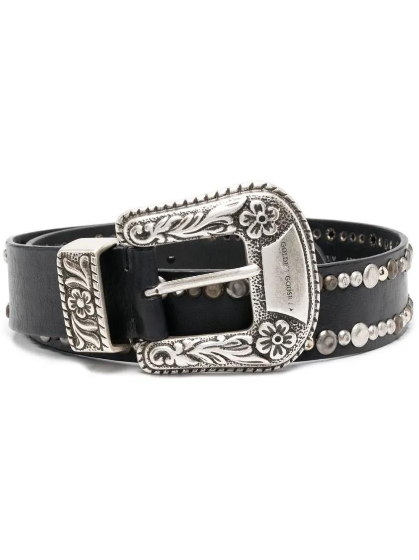 Golden Goose Gürtel - Leather Decorative-Buckle Belt - Gr. 85 - in Schwarz - für Damen