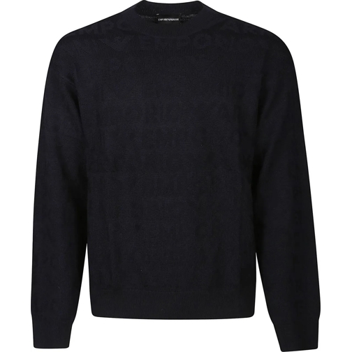 Emporio Armani  Logo-jacquard Sweater Blue blau