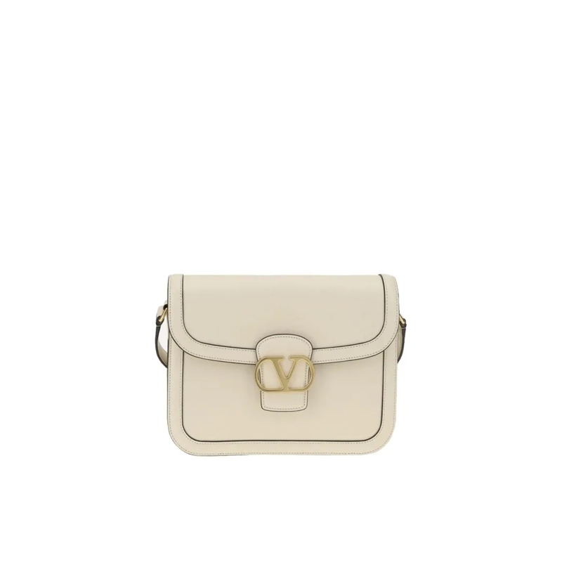 Valentino Garavani Schultertasche Compact White Leather Shoulder Bag Neutrals