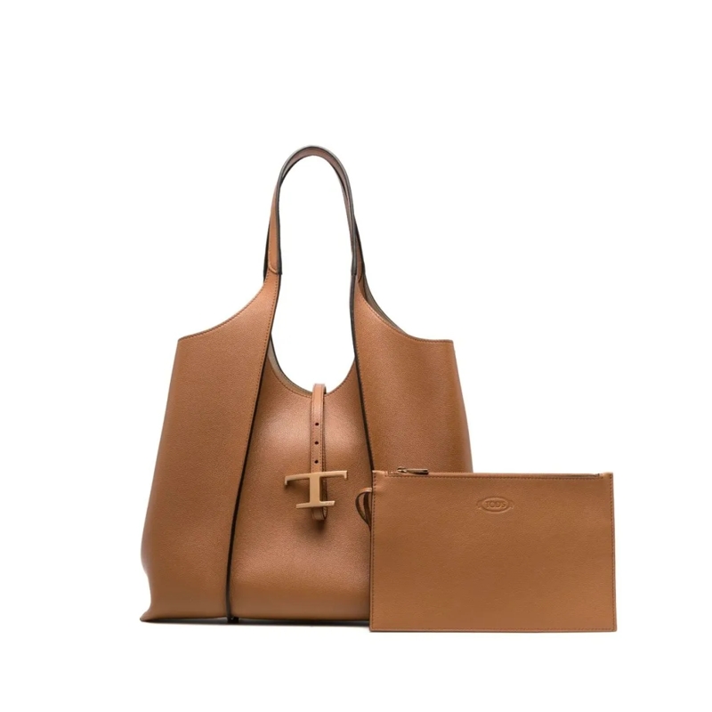 Tod's Tote Grained Calf Leather Tote Bag Brown