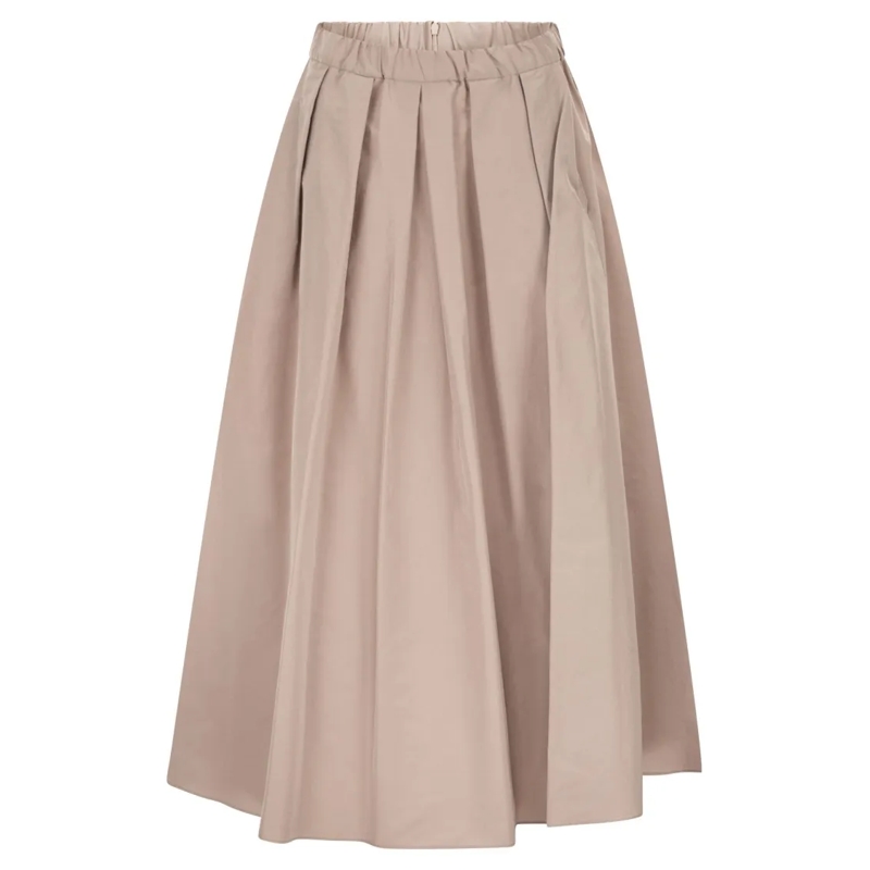 Max Mara Minirok Wkdcurvato - Long Taffeta Skirt Neutrals