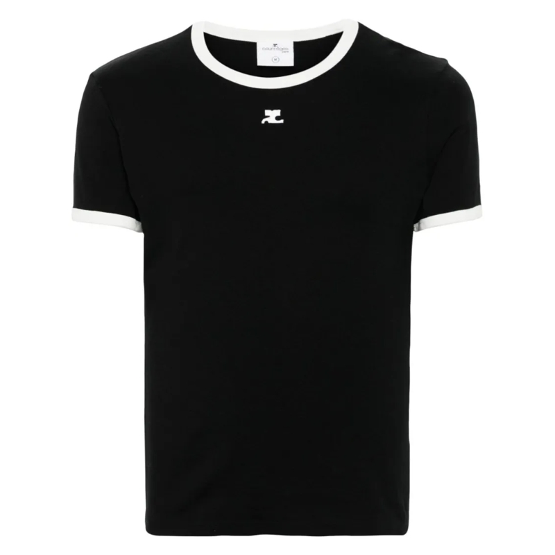 Courrèges T-shirt Black Cotton Jersey T-Shirt Black