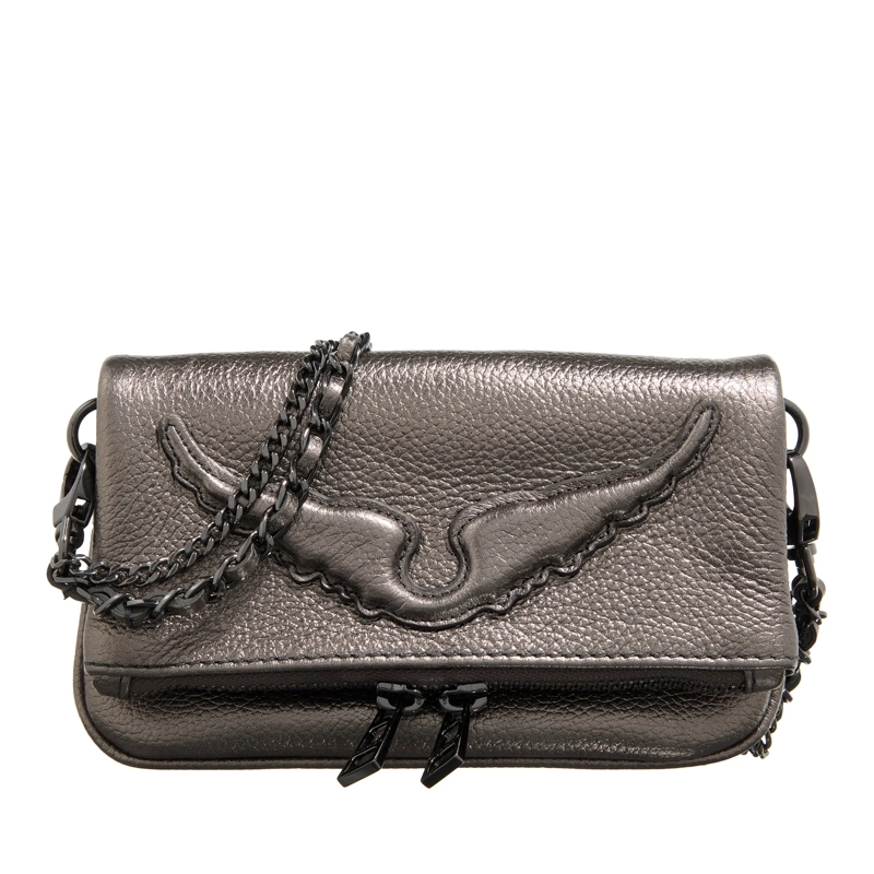 Zadig & Voltaire Crossbody Bag Rock Nano Wings Metallic Grain Gun