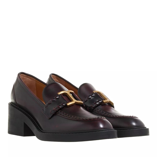 Chloé Marcie Brushed Loafers Burgundy Mocassino