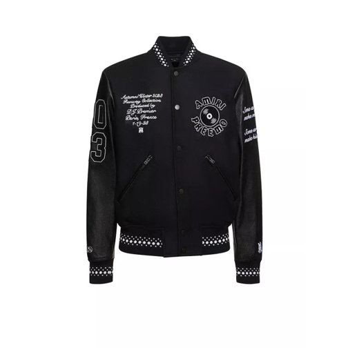 Amiri Black Leather Jacket With Embroidered Logo Patch Black Giacche in pelle