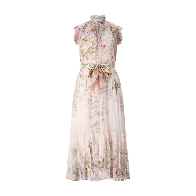 Zimmermann Robe longue Kleid Rebellion Flutter mehrfarbig