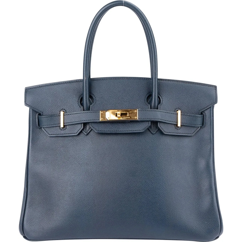 Hermès Schultertasche Hermes Bleu Epsom Leather Birkin 30 Handbag blau