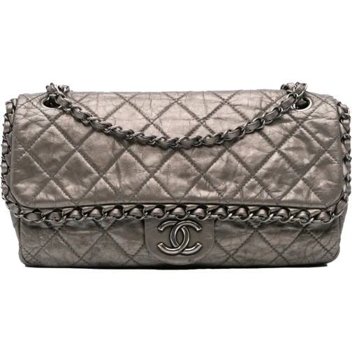 Chanel Sac à bandoulière 2012 Medium Aged Calfskin Chain Me Flap silber (Image 2)