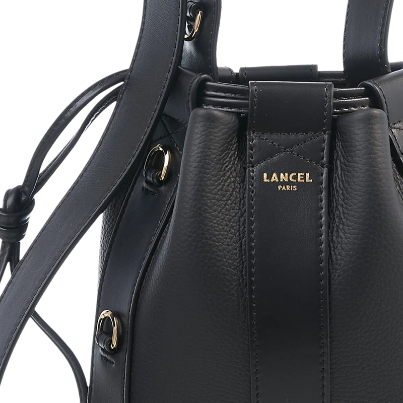 Lancel Buideltas Elles Grained Cowhide Leather - S Bucket Bag Black(Image 4)